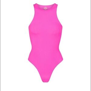 SKIMS Neon Pink High-Neck Bodysuit